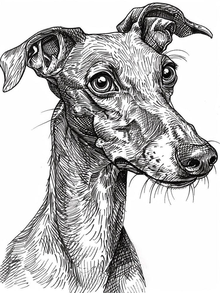 Whippet Dog Line Sketch 1