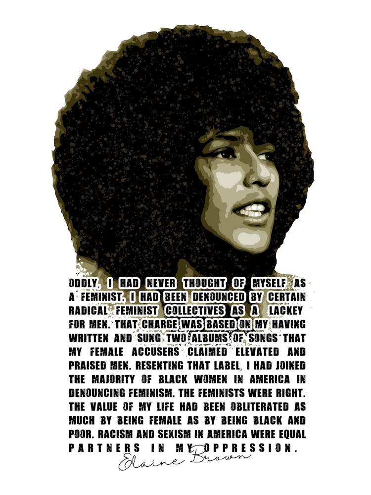 Elaine Brown Activist with Quotes in Vintage