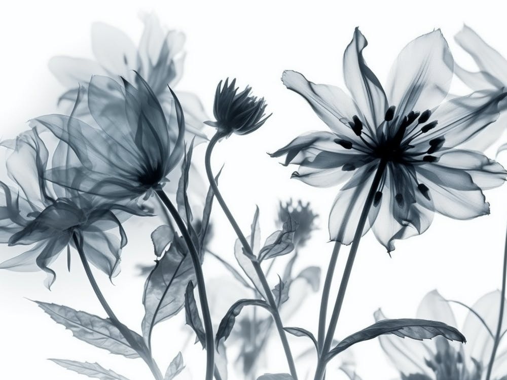 Silhouette Black And White Flowers 1