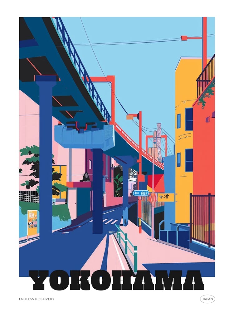 Yokohama Japan 1 Colourful Travel Poster
