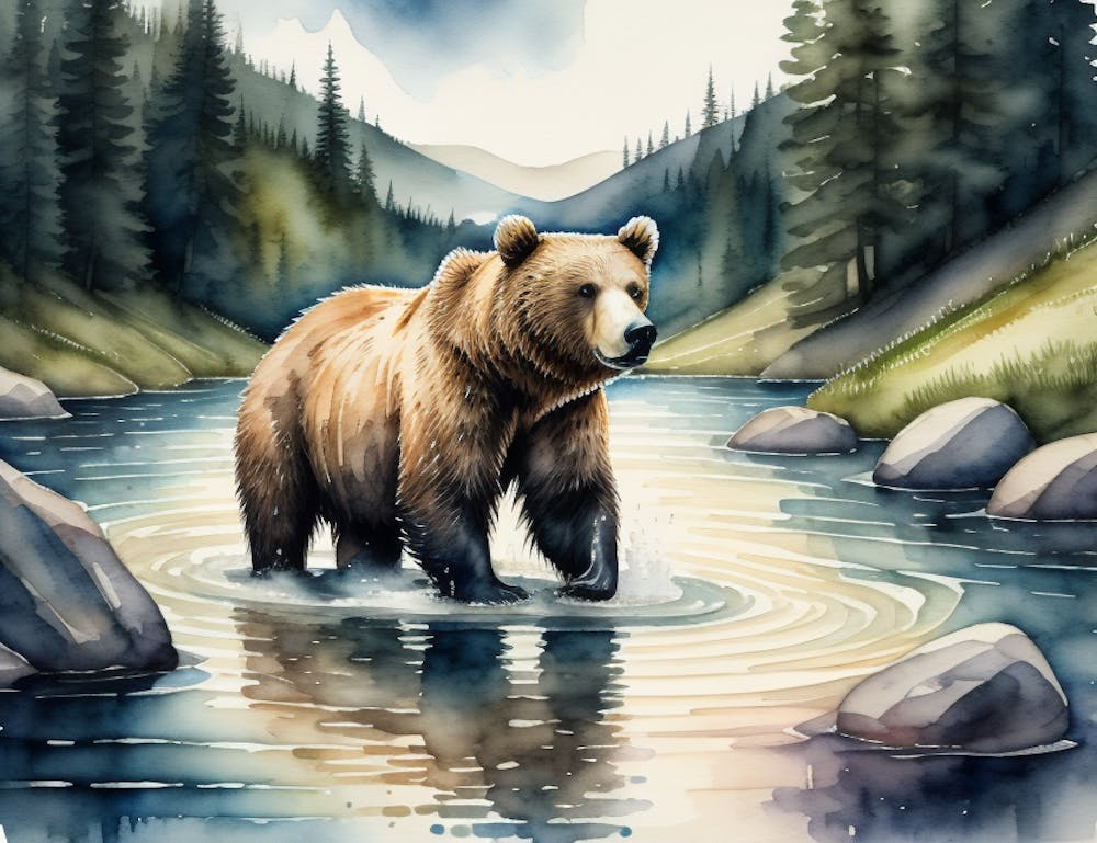 Ours Brun dans la Rivière