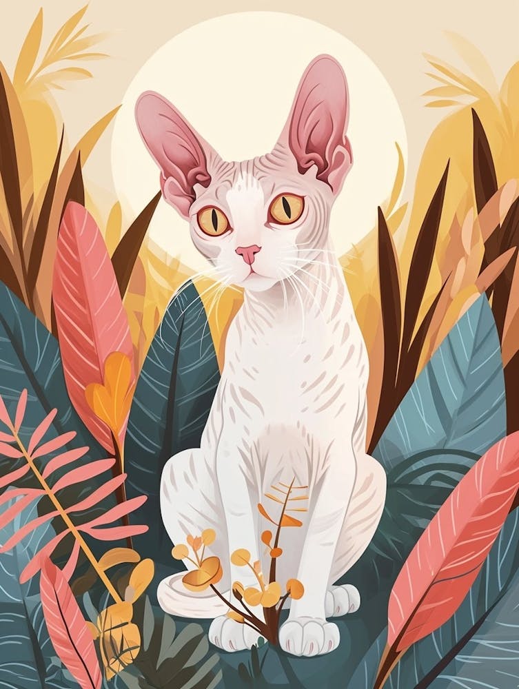 Devon Rex Cat Storybook Illustration 3