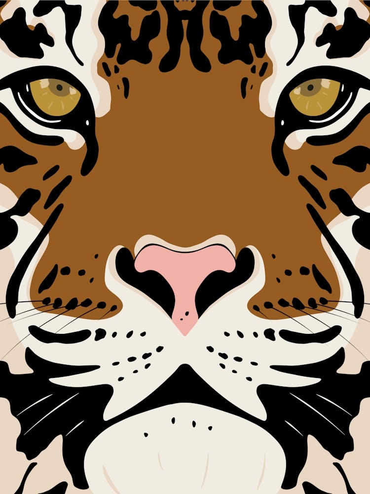 Visage de Tigre Audacieux Art Mural Animal Minimaliste