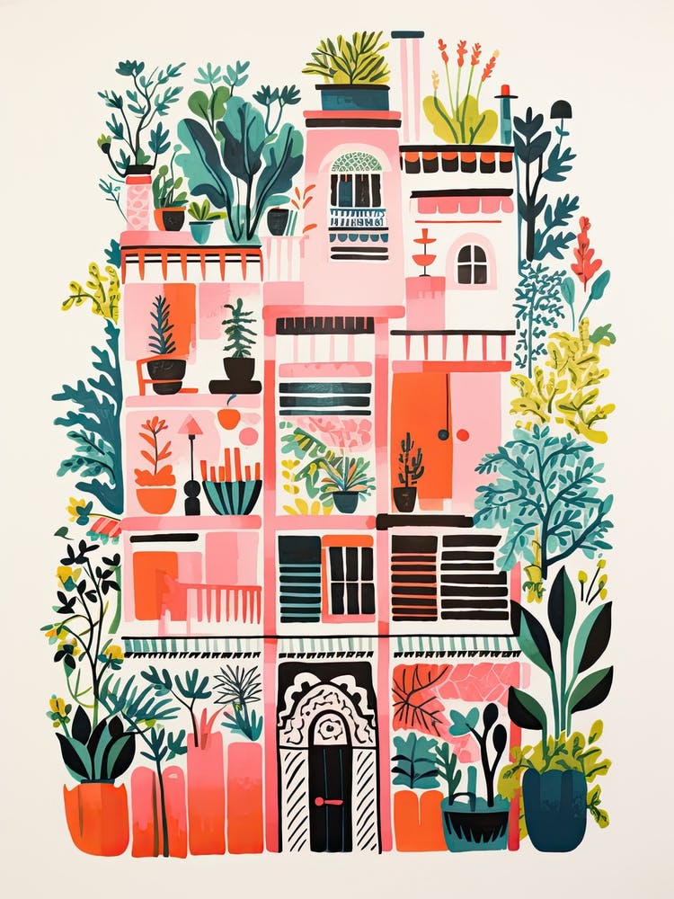 A House In Madrid, Abstract Risograph Style 1