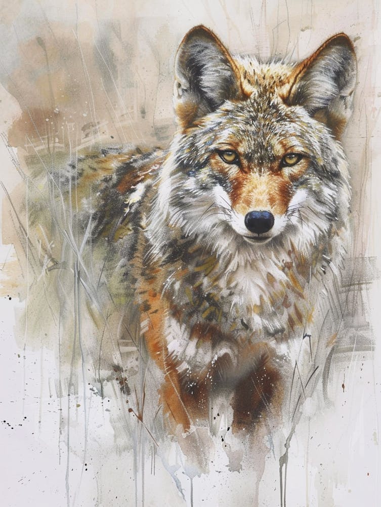 Coyote Pastel Watercolour 4