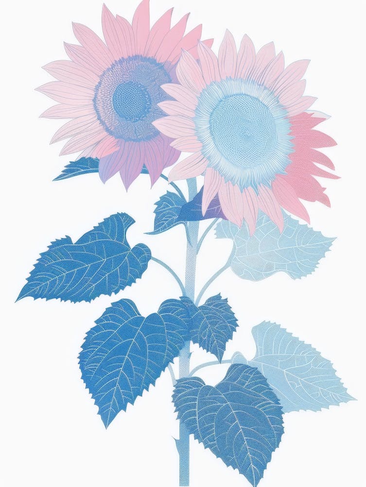 Blue And Pink Sunflowers 2