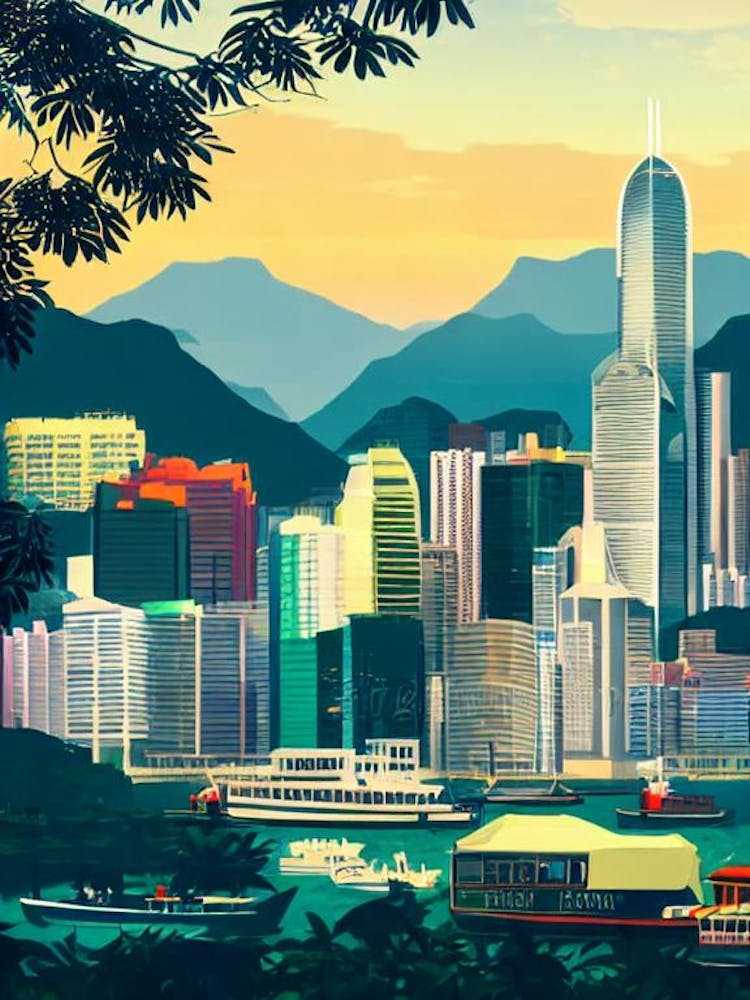 Hong Kong Victoria Harbour Hong Kong Vintage Poster harbour