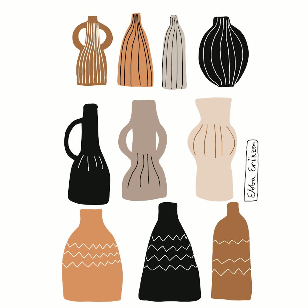 Greek Vases in a row