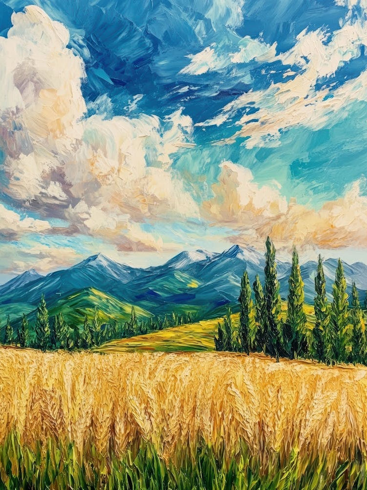 Wheat Field In The Mountains