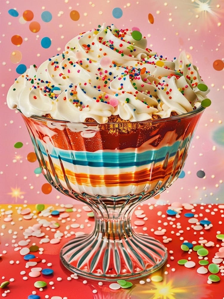 Rainbow Layered Jelly Trifle Retro Collage 2