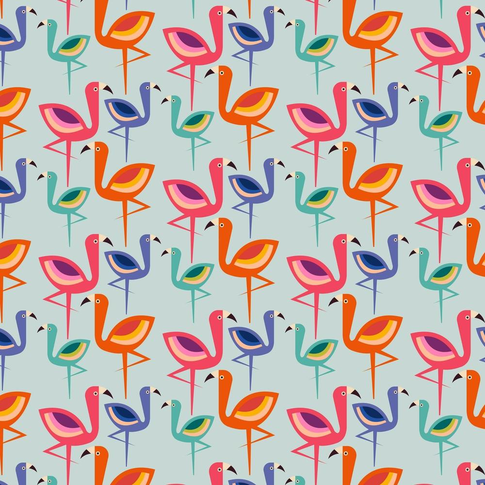 Flamingo Party Pattern Square
