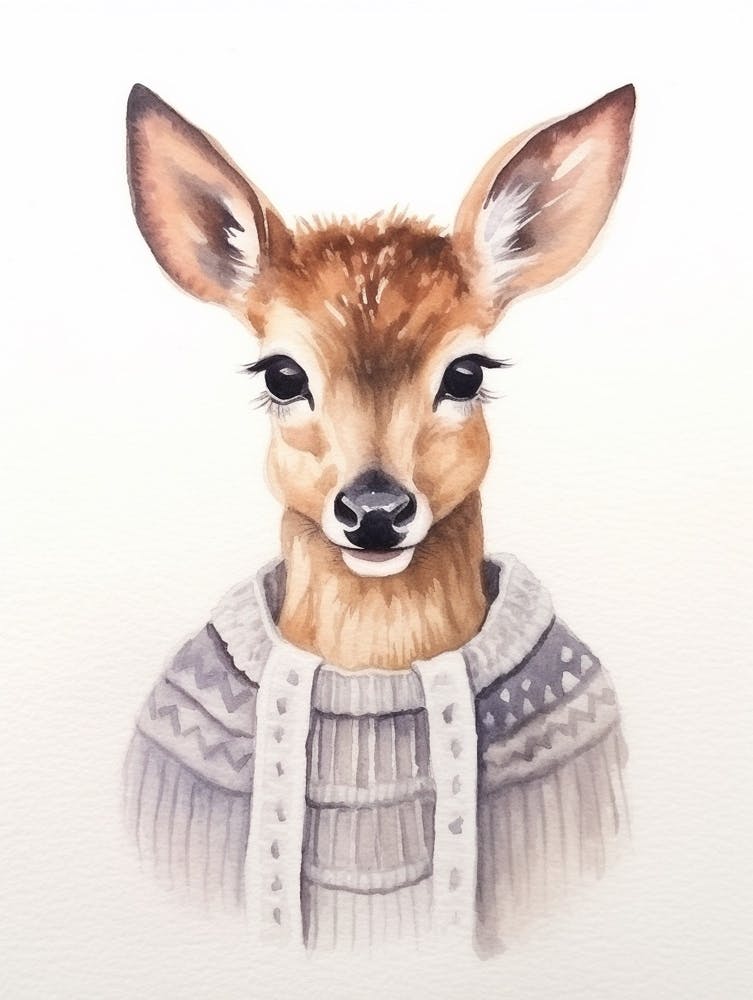 Baby Animal Watercolour Deer 3