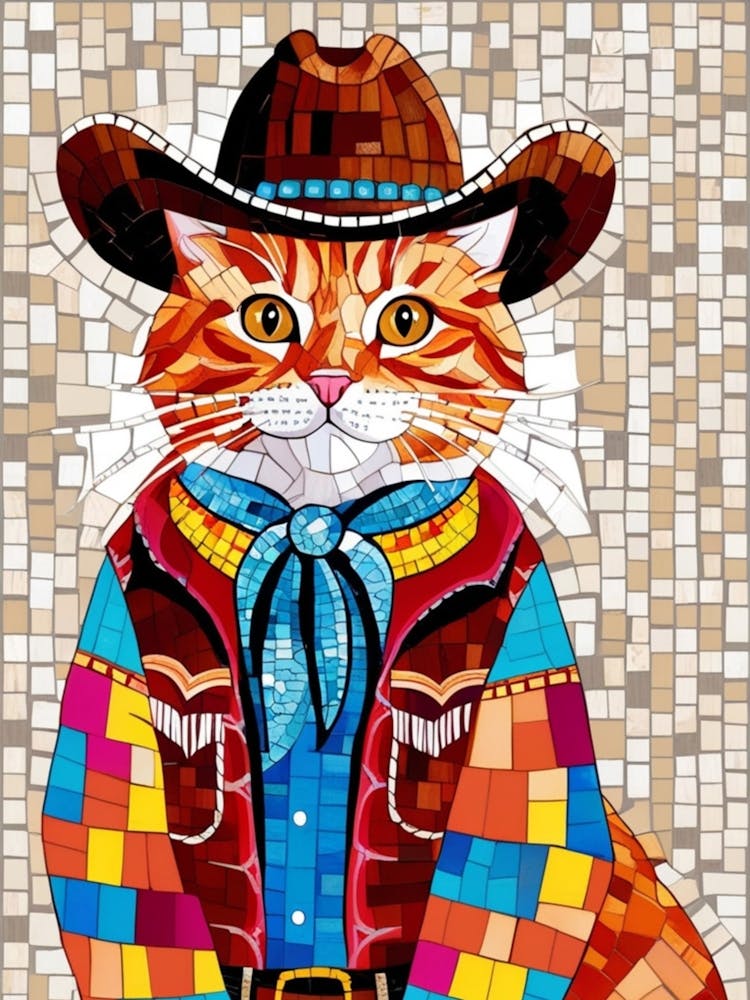 Mosaic Cowboy Cat 1