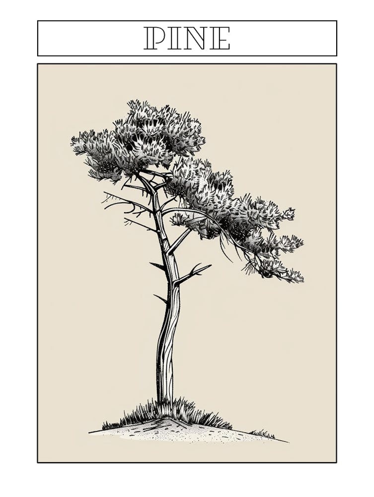 Pine Tree Minimalistic Drawing 2 Poster