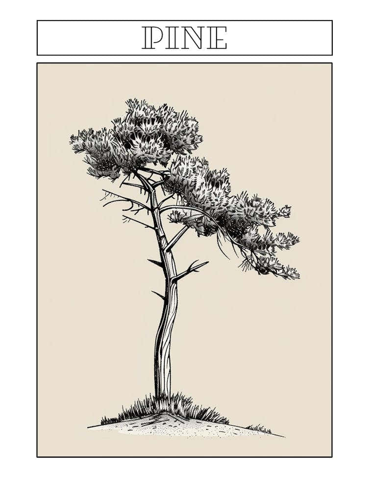 Pine Tree Minimalistic Drawing 2 Poster