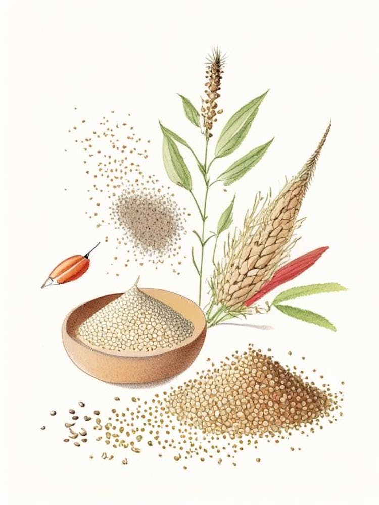 Sesame Seeds Spices And Herbs Pencil Illustration 1