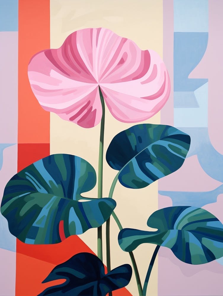 Cyclamen 4 Hilma Af Klint Inspired Pastel Flower Painting
