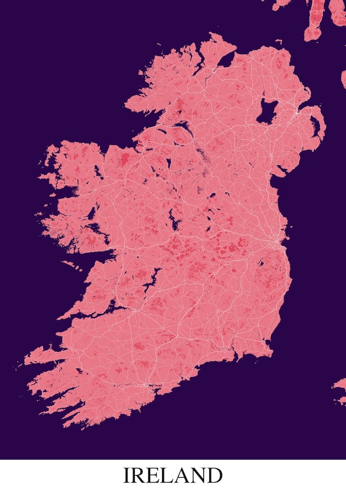 Ireland Pink Purple Map