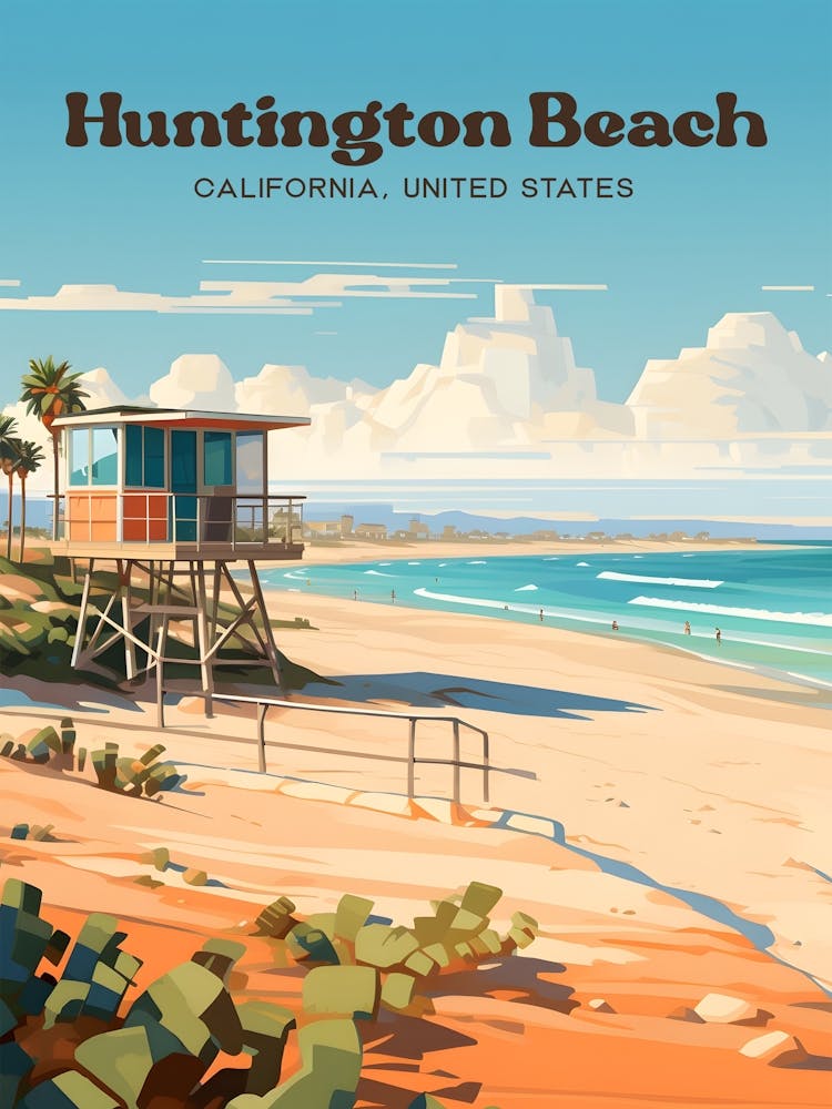Huntington Beach California United States Summer Travel Art