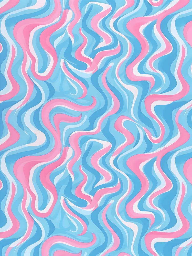Pink And Blue Wavy Pattern