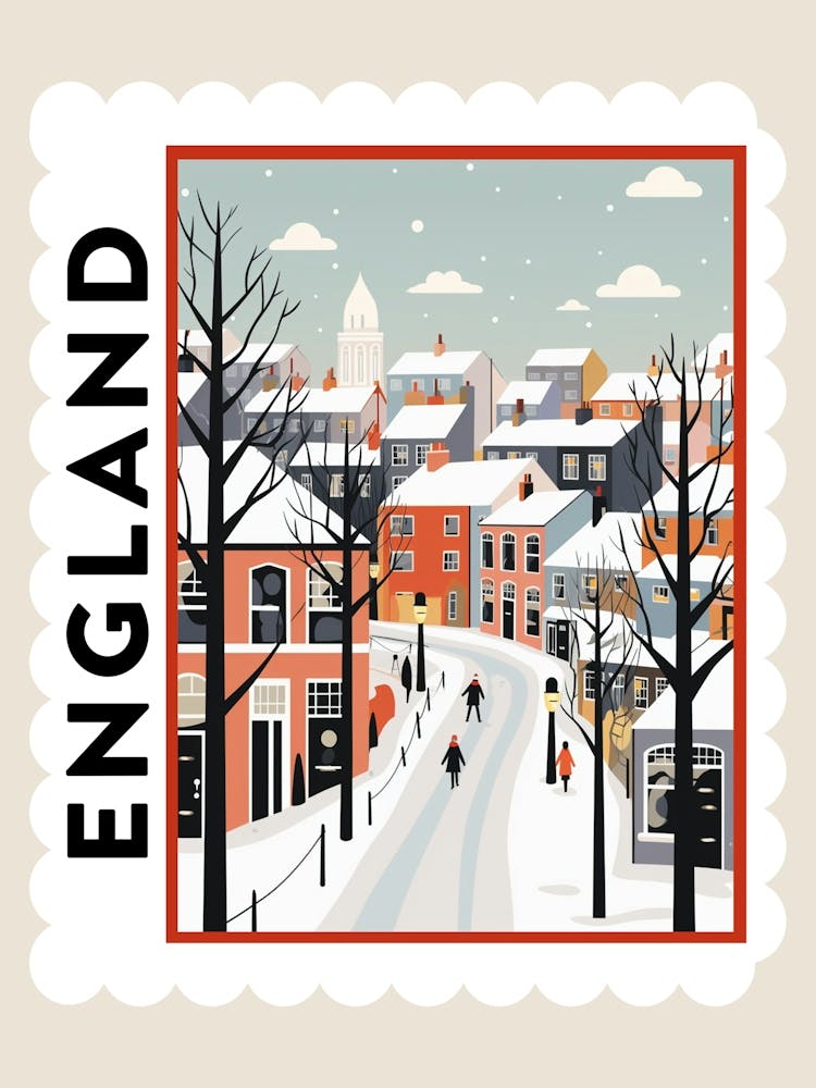 Retro Winter Stamp Poster Newcastle United Kingdom 2