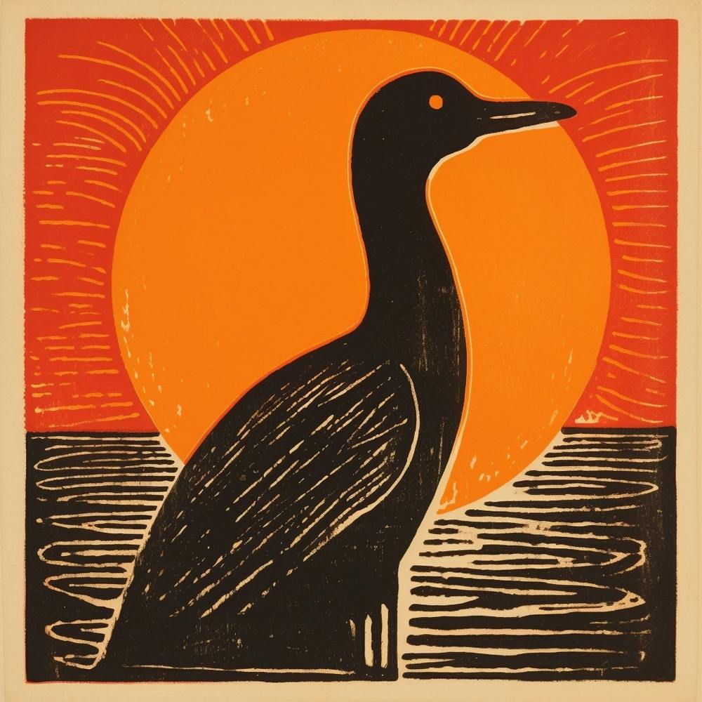 Retro Bird Lithograph Coot 1