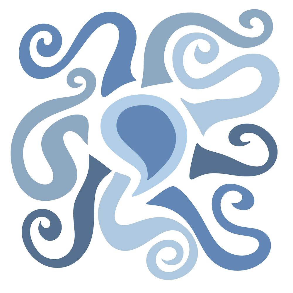 Octopus in tones of ocean blue - abstract octopus from an original painting
