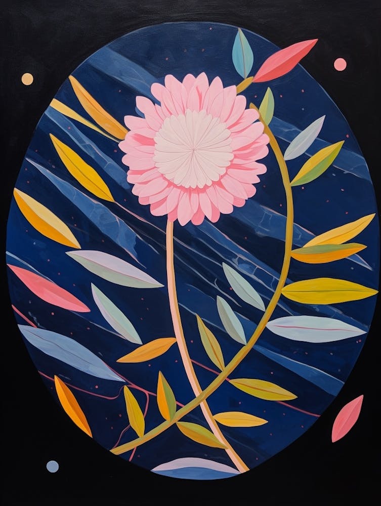 Asters 3 Hilma Af Klint Inspired Flower Illustration