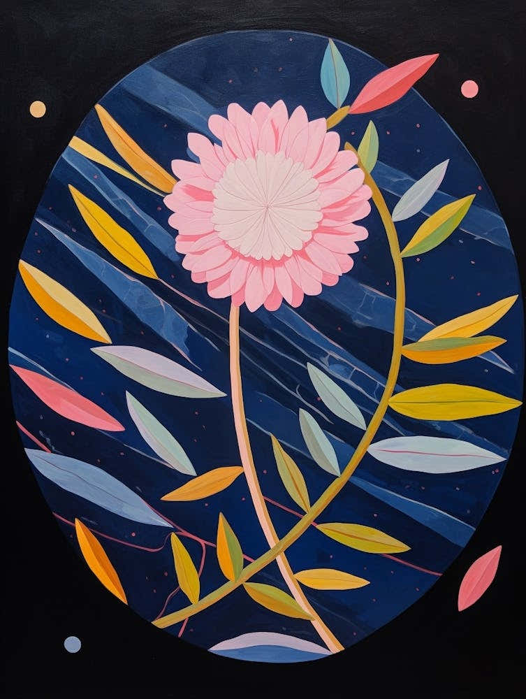 Asters 3 Hilma Af Klint Inspired Flower Illustration