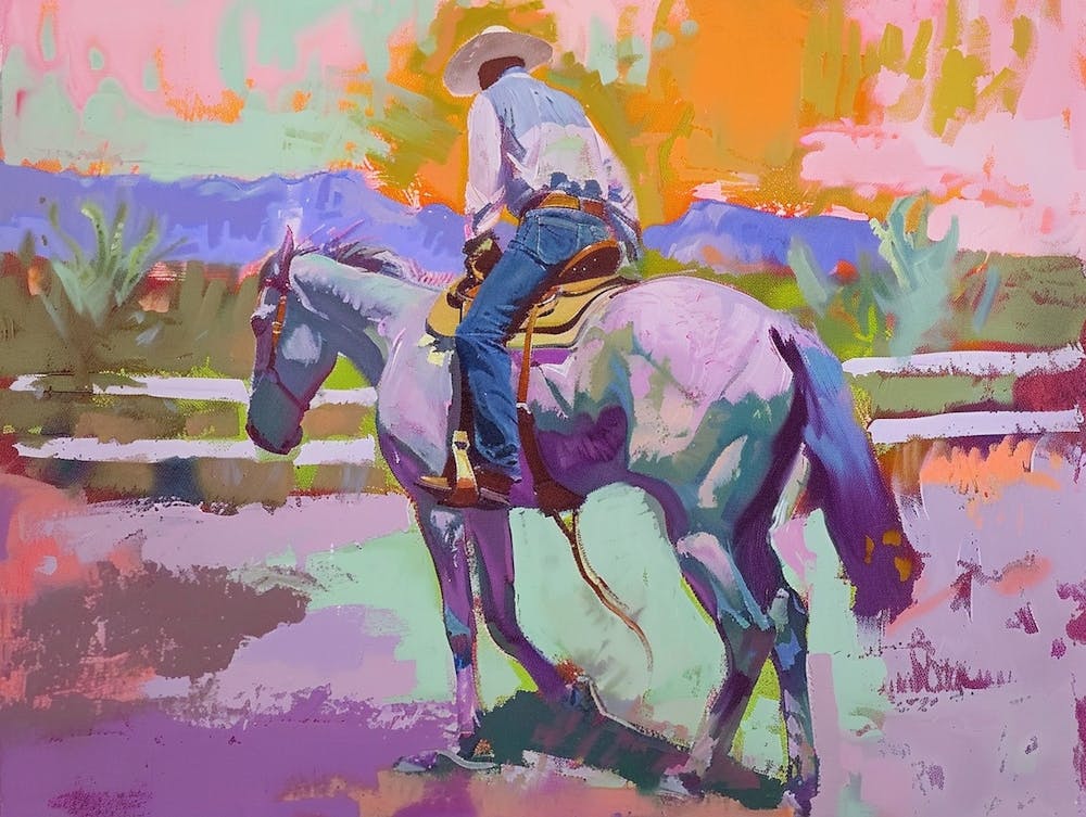 Neon Cowboy In Sonoran Desert Arizona 1 Painting