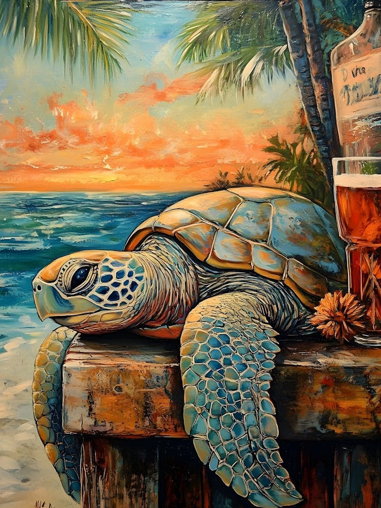 Sea Turtle At The Beach Bar 9