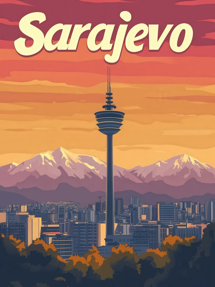 Aihrgdesign A Retro Travel Poster For Sarajevo 1
