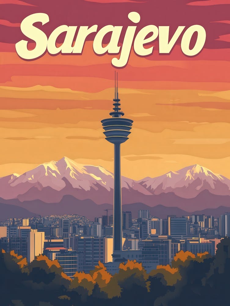 Aihrgdesign A Retro Travel Poster For Sarajevo 1