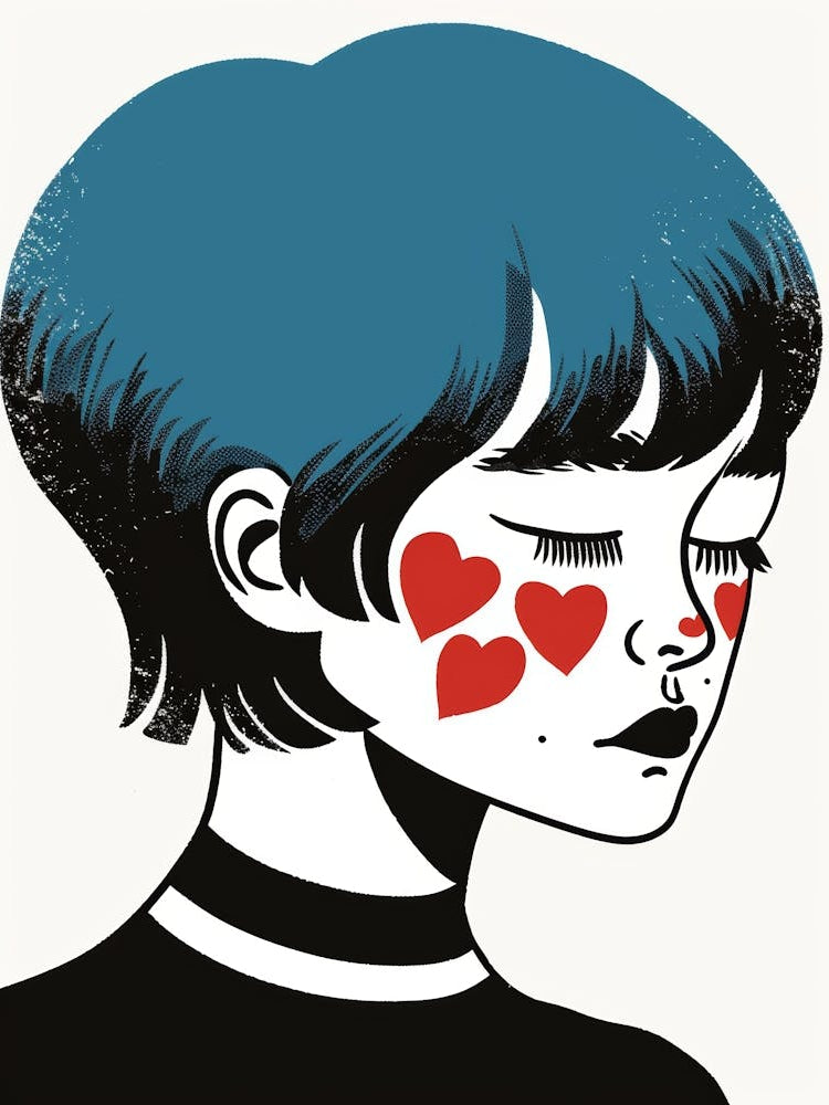 Girl With Hearts On Her Face