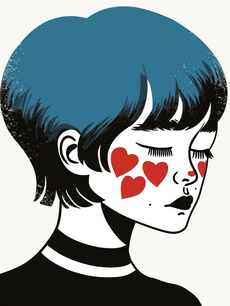 Girl With Hearts On Her Face