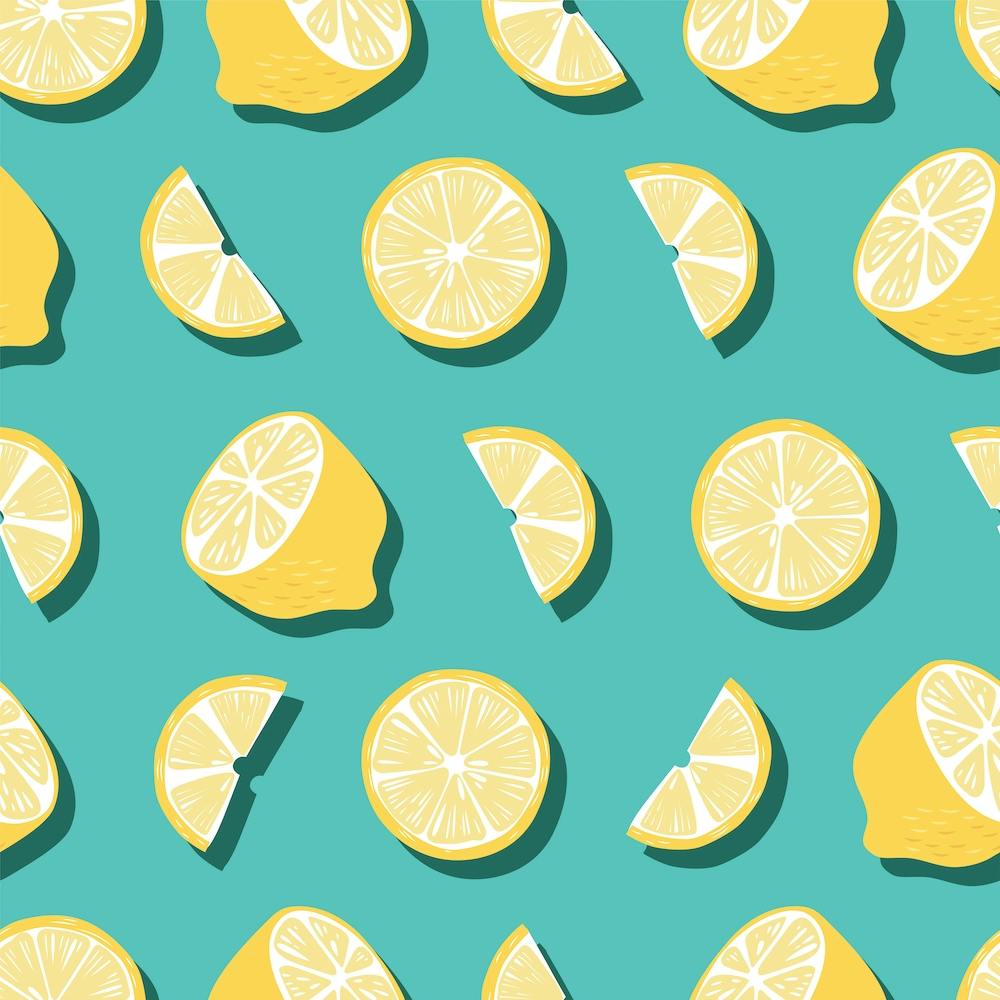 Lemon And Lemon Slices Pattern Square
