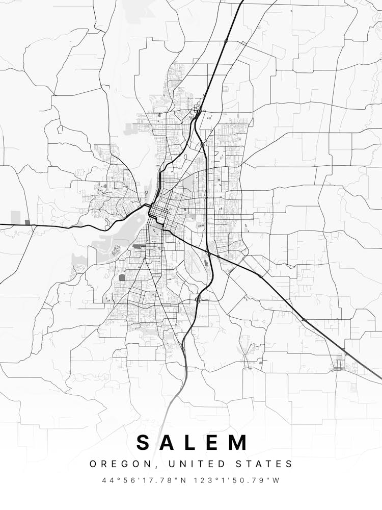 Salem Massachusetts USA White Map