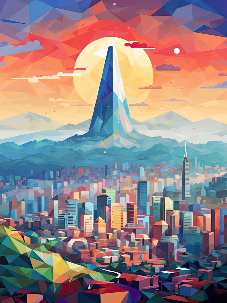 Seoul, South Korea, Geometric Illustration 3