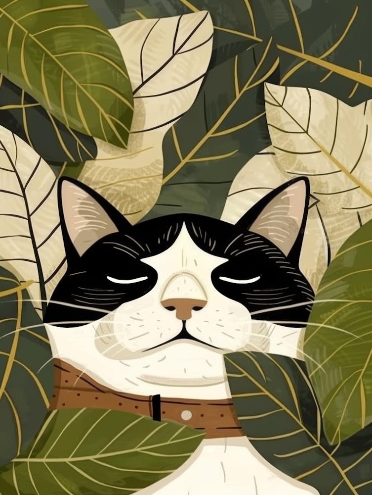 Cat With Leaves 11