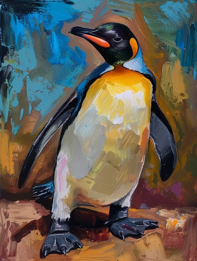 Galapagos Penguin Deception Island Colour Block Painting 4