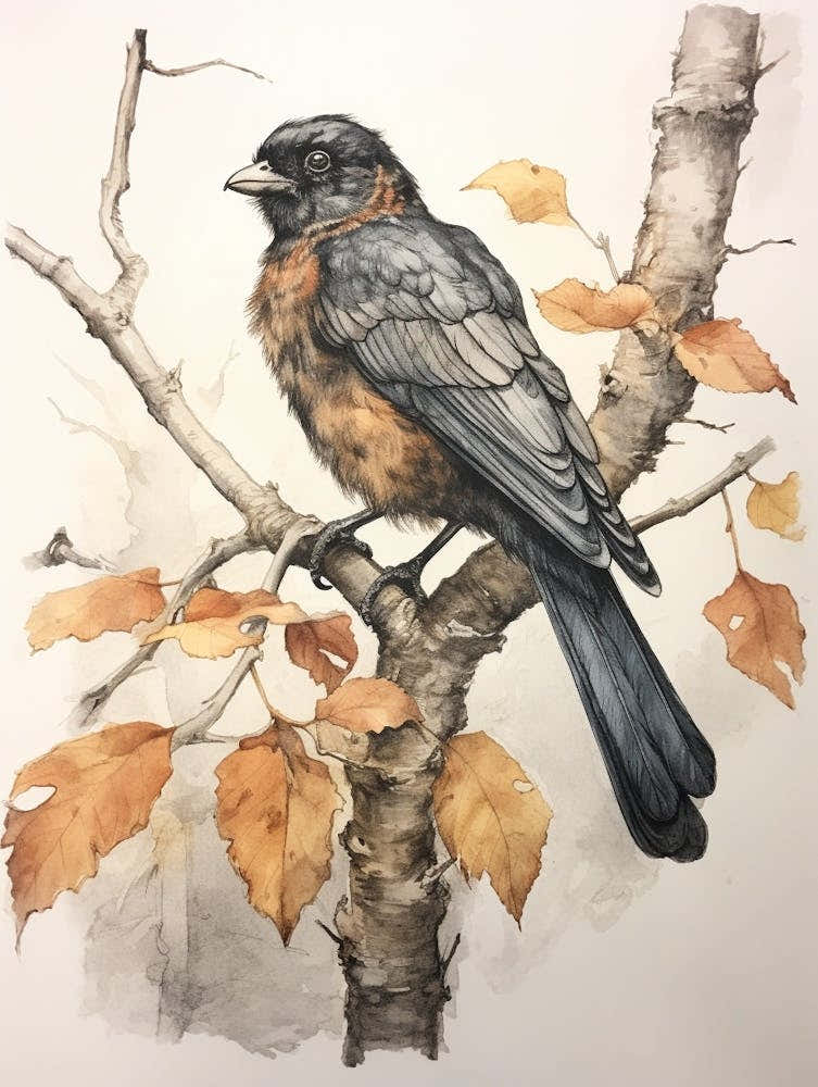 Storybook Animal Watercolour Raven 1