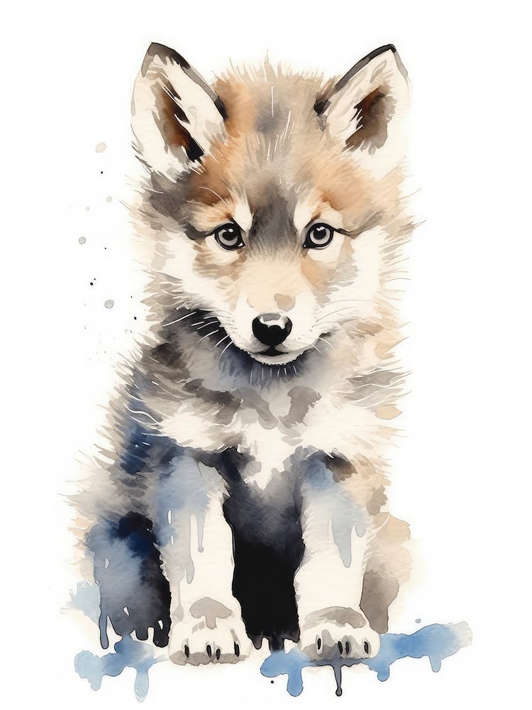 Baby Wolf Watercolor