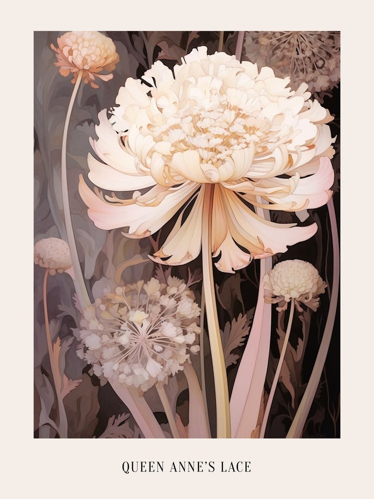 Floral Illustration Queen Annes Lace 2 Poster
