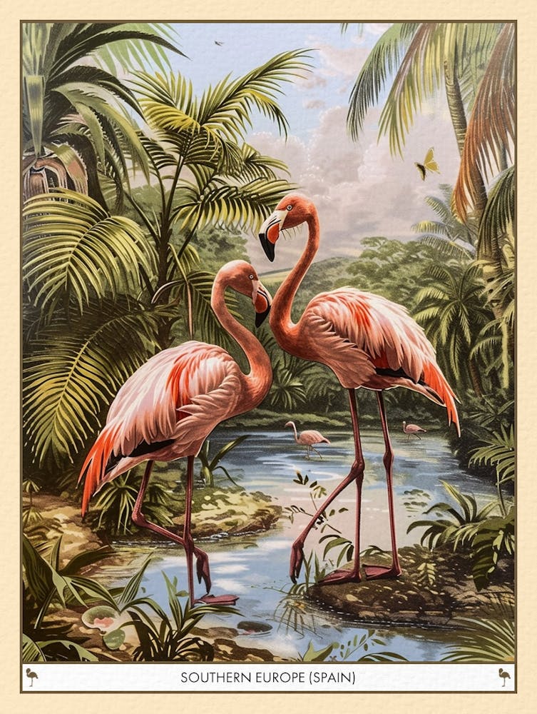 Greater Flamingo Southern Europe Spain Tropical Illustration 4 Poster