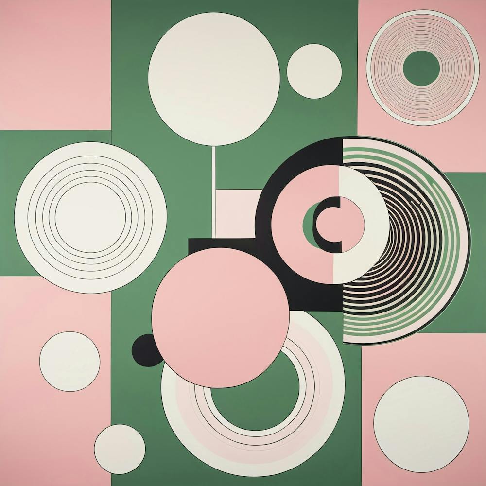 Abstract Circles Green and Beige