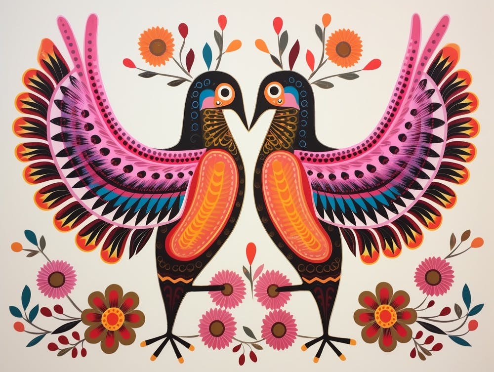 Hummingbird 3 Folk Style Animal Illustration