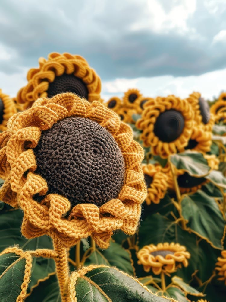 Sunflower Knitted In Crochet 4