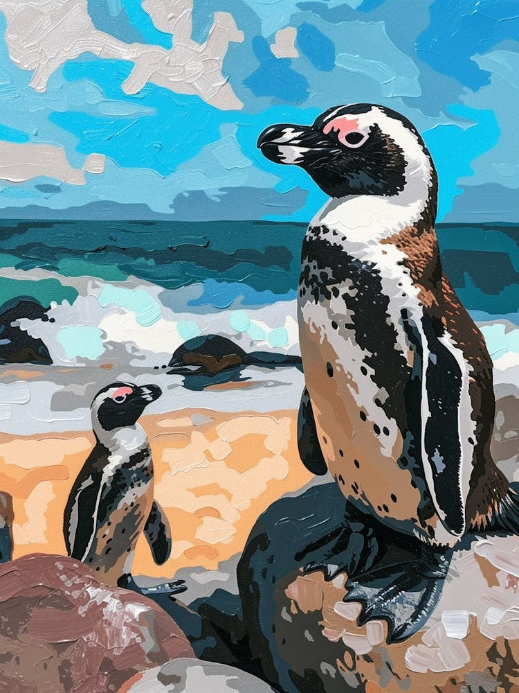 Galapagos Penguin Carcass Island Colour Block Painting 3