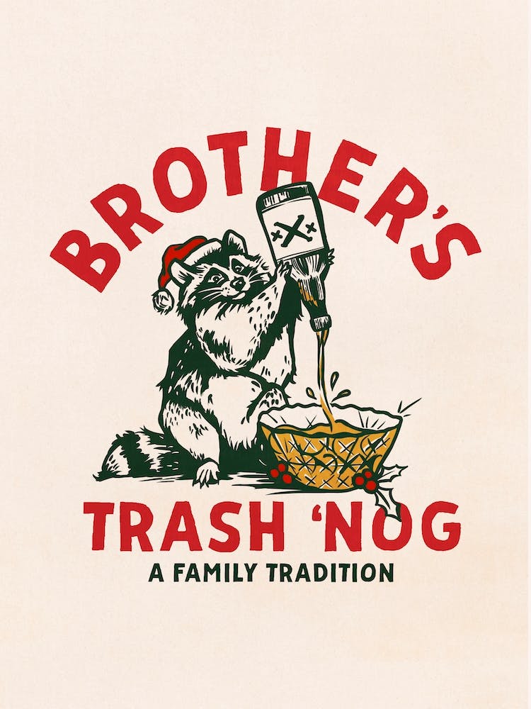 Brothers Trash Nog Holiday Raccoon