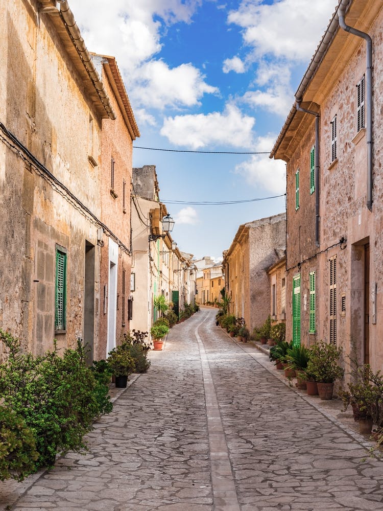Mallorca Spain Narrow Street In The Old Town